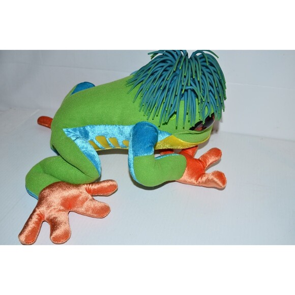 Zibbies Frog Stuffed Animal RARE Rubber crazy Hair Plush Toy Sensory - Picture 9 of 9